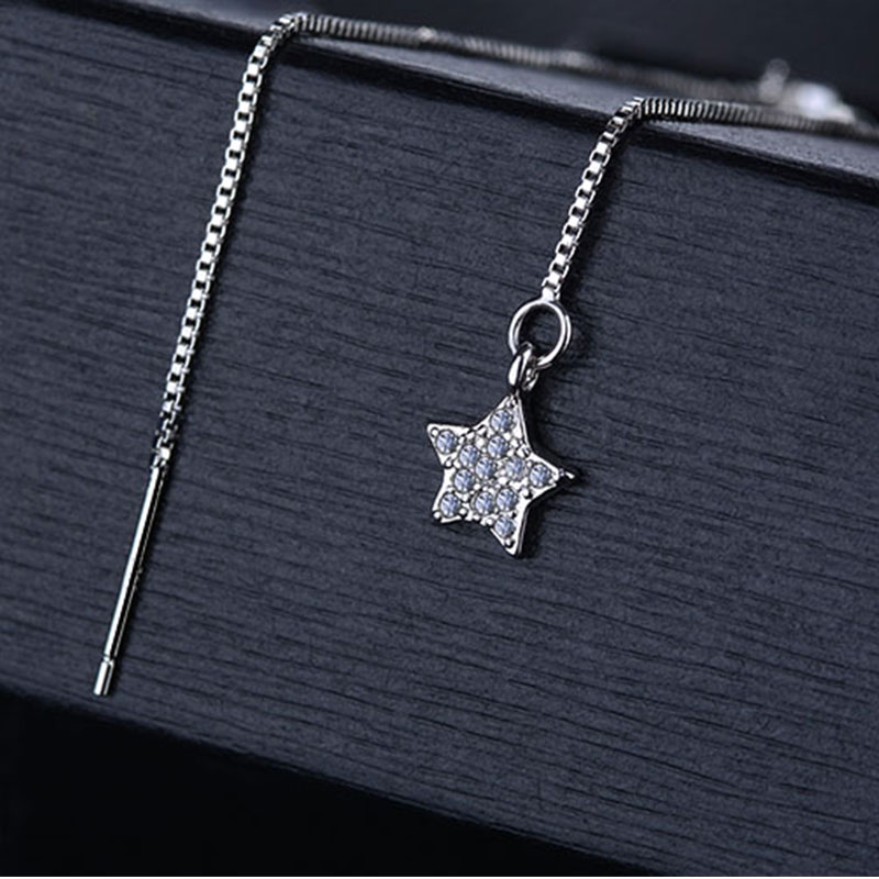 Anenjery S925 sello de Color plateado Micro circón Luna estrella Collar corto + pulsera + pendientes juegos de joyas para mujer Niña