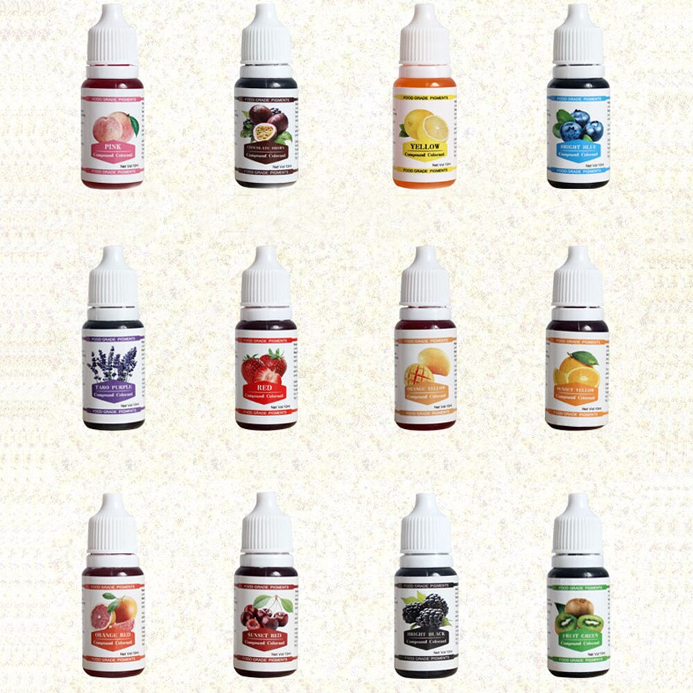 12 Kleuren 10Ml Macaron Ijs Cake Kleurstof Ingrediënten Cake Fondant Bakken Cake Eetbare Kleur Kleurstof Alimentaire