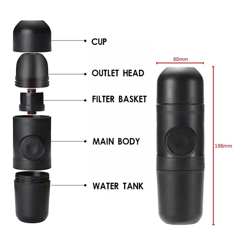 Manual Portable Hand Pressure Espresso Machine Coffee Cup Travel Mini Hand-Press Espresso Handheld Manually Coffee Maker Utensil