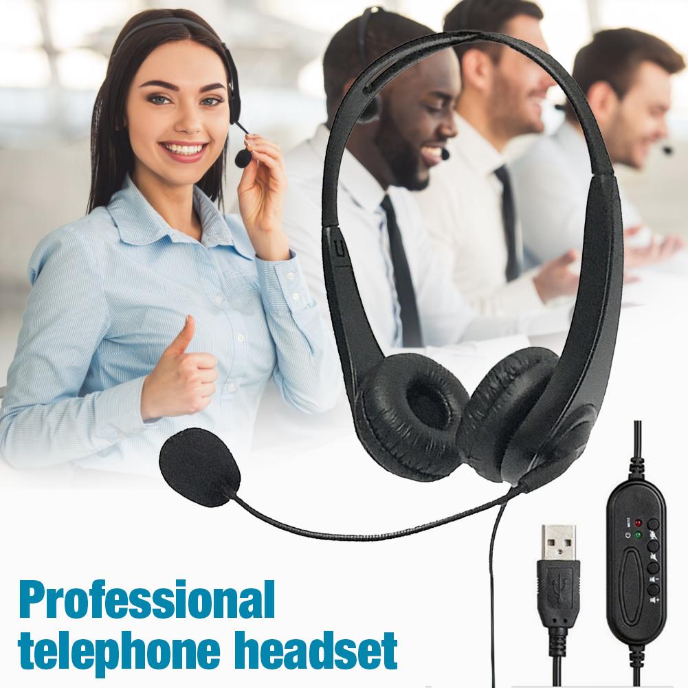 Telephone Headset Call Center Operator USB Noise Cancelling Corded Offical Headphone With Micro For Computer Laptop PC