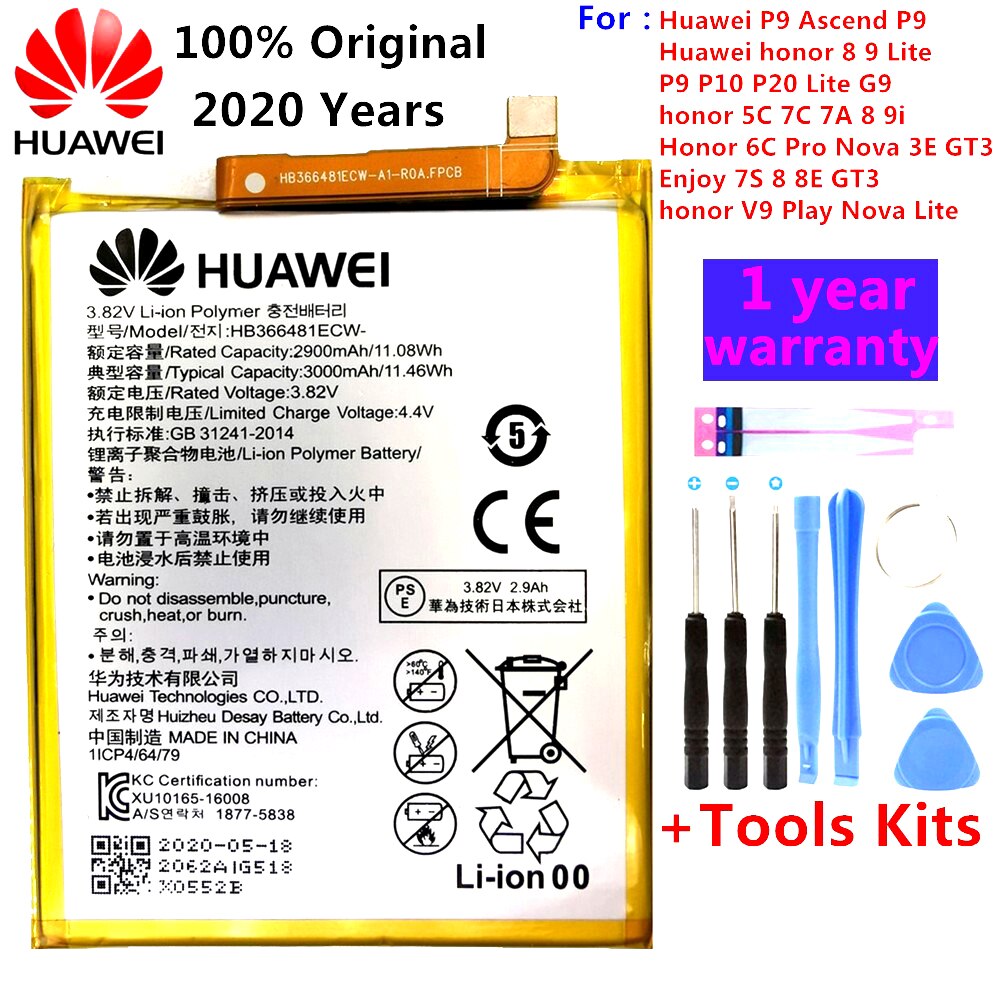 HuaWei Original Battery For Huawei Honor 7 9 P9 P10 P8 Lite For Mate 8 9 10 20 Pro P20 Pro Nova 2 Plus honor 8 5C 7C 7A battery: HB366481ECW