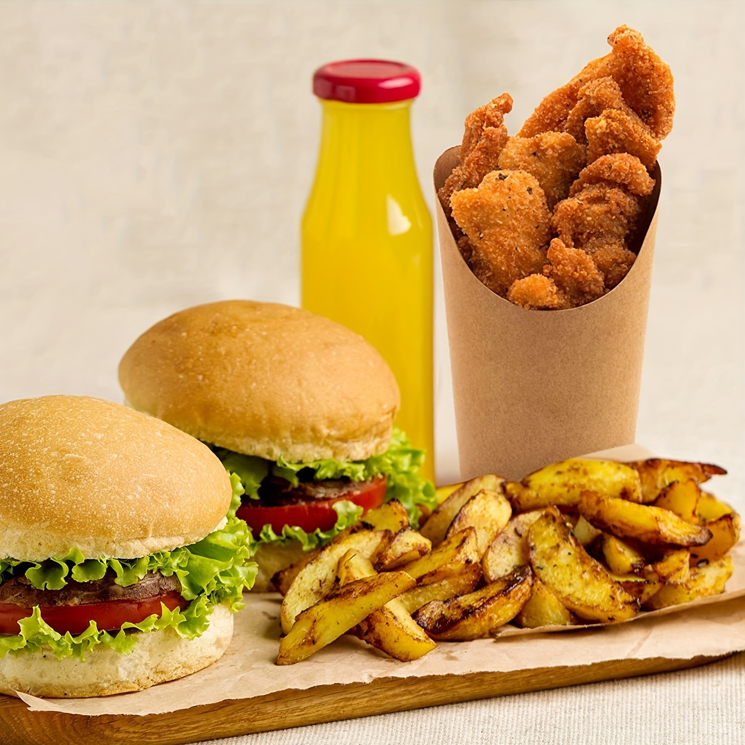 50pcs Fries Paper Cup Set 12oz Disposable Kraft Paper Fry Charcuterie Cups for Party Celebrations Use Cupcakes Popcorn DIY Bakin