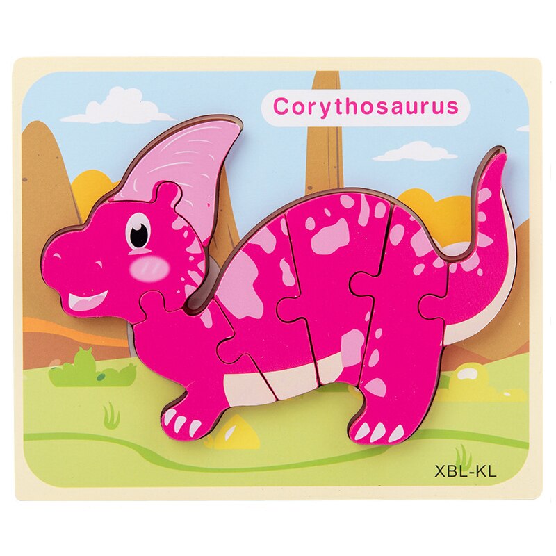 Dinosaur 3D Puzzle Early Educational Jigsaw Puzzle Cartoon Wooden Kids Toy for Boys Girls Montessori Toys: I