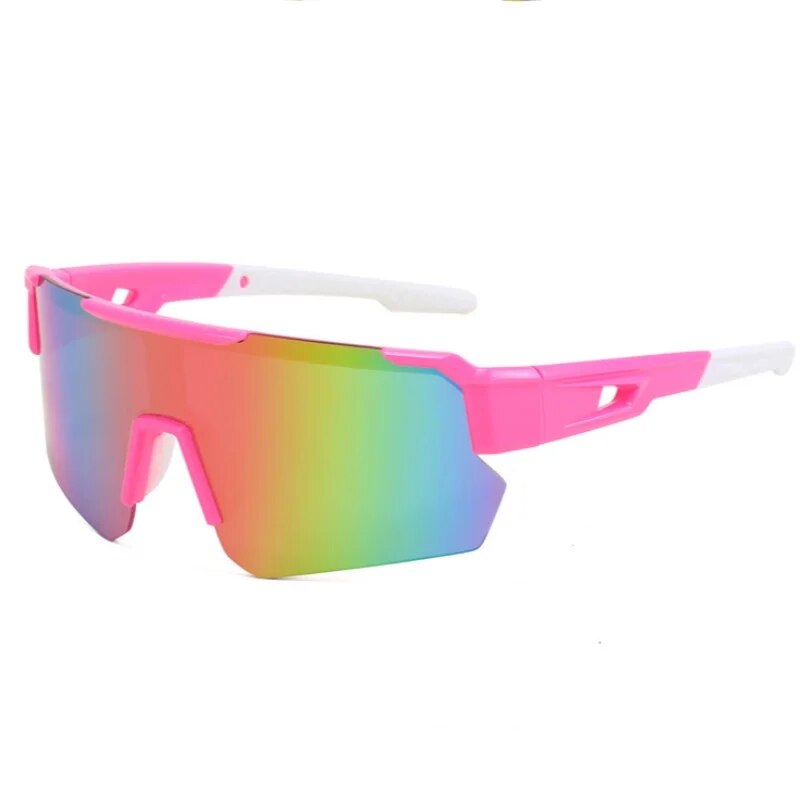 Gafas de sol rosas para ciclismo al aire libre para hombres y mujeres, gafas de sol coloridas a prueba de viento y polvo, gafas de montañismo