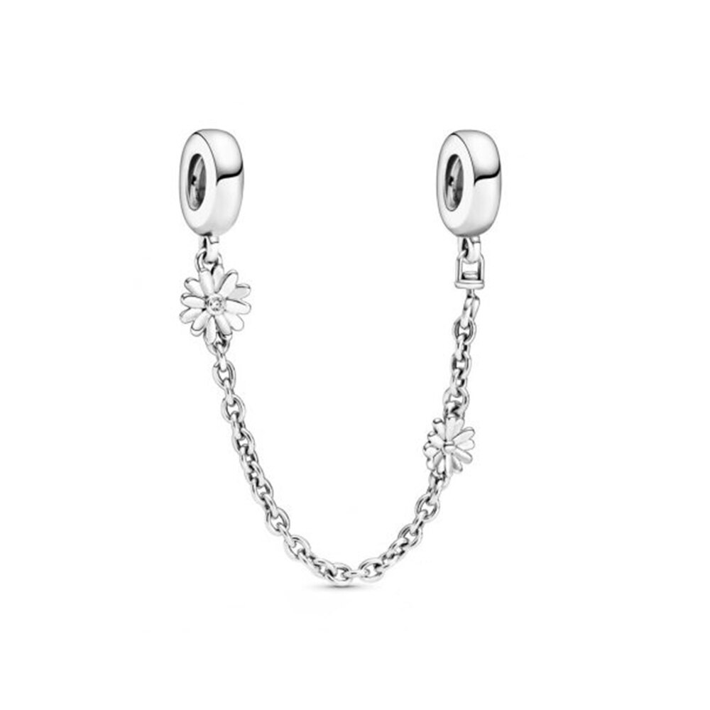 Original 925 sterling silver bead charm star safety chain rose gold suitable for brand female bracelet DIY jewelry