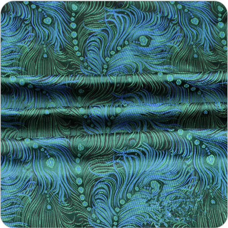 Feather Brocade Jacquard Fabric For Traditional Chinese Wedding Cheongsam Qipao Fabric Mulberry Silk DIY Fabric For Handbag