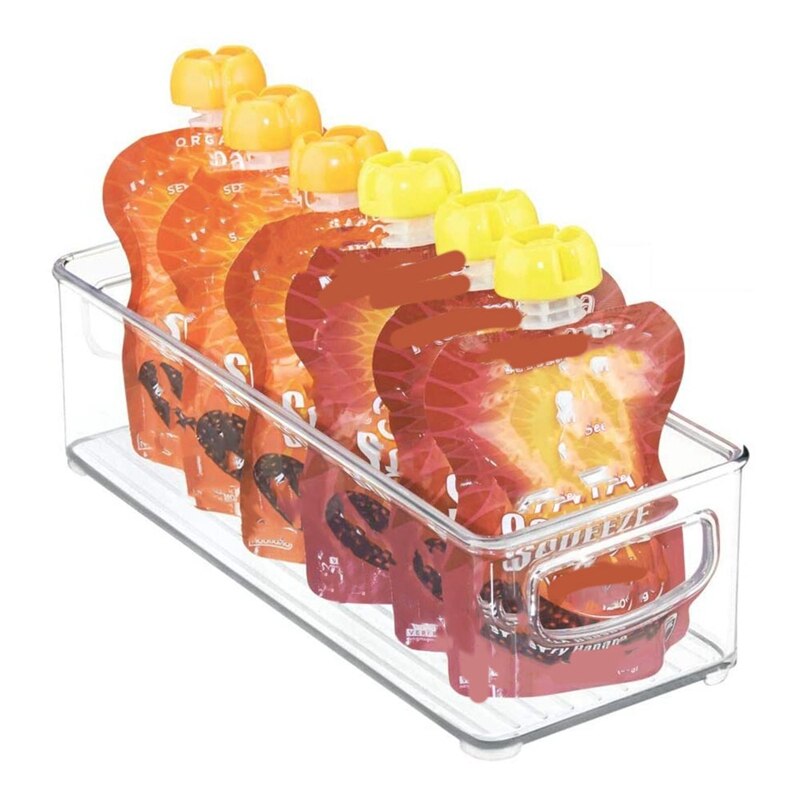 Refrigerator Organizer Bins Stackable Fridge Organizers Pantry Cutout Handle Clear Plastic Food Storage Bin Rack