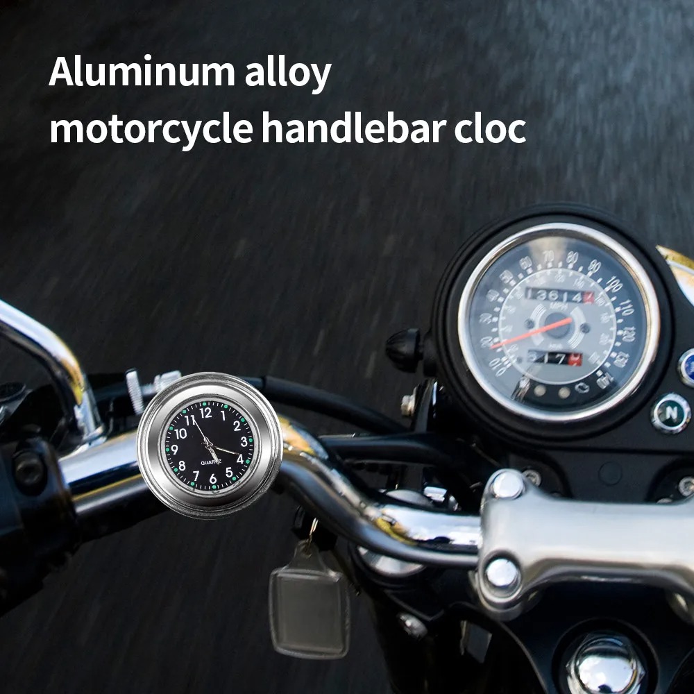 Reloj para manillar de motocicleta de 22-25mm, reloj de cuarzo de aluminio, reloj para manillar resistente al agua, accesorios para bicicleta y Moto