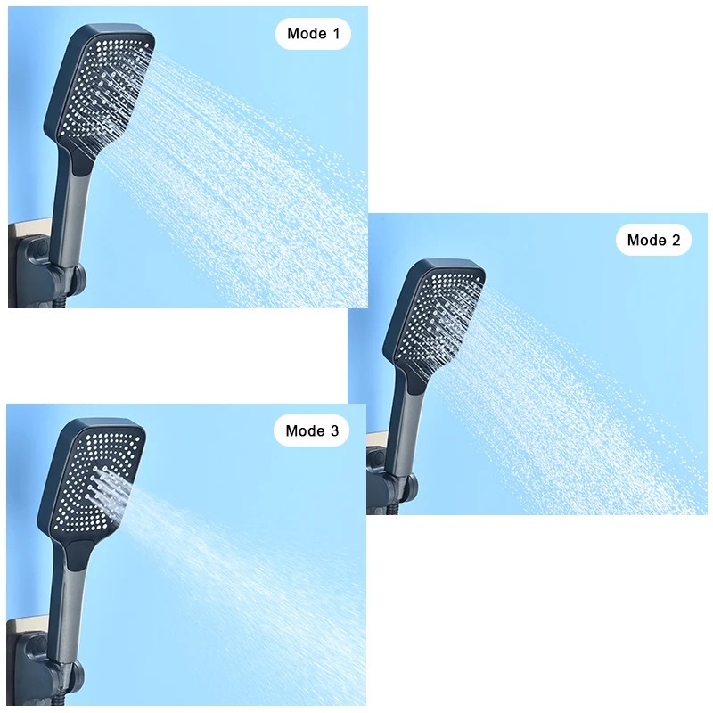 Grijze waterval badkuipkraan met handdouche Messing Chroom Wandmontage Badkamer Douche Mengkraan Volledige douchesysteem Set