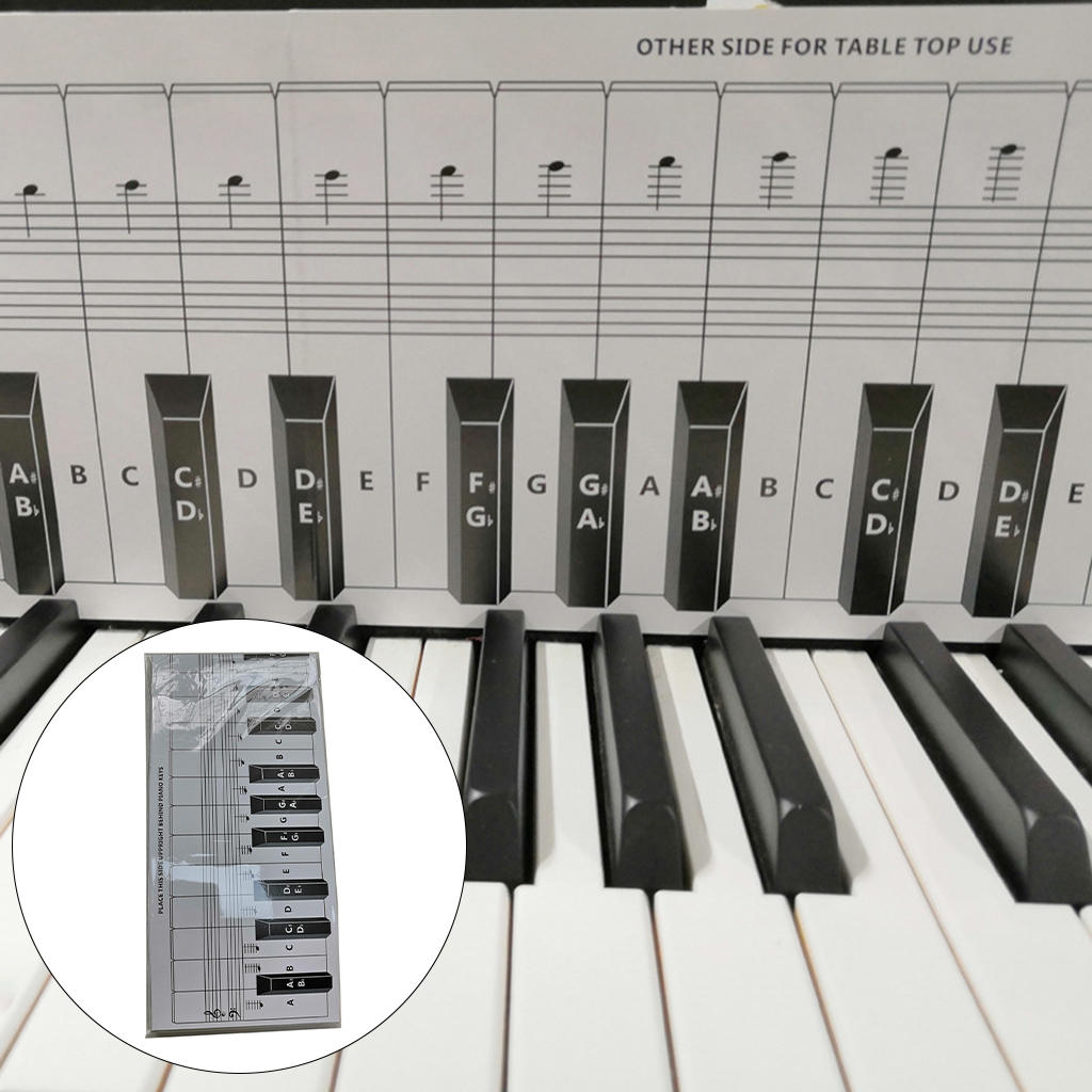 Ensemble de papiers d&#39;aide à la pratique du clavier, Guide du tableau des notes de Piano, carton d&#39;entraînement à 88 touches à l&#39;échelle 1:1, autocollants de Piano transparents