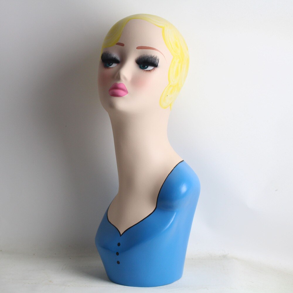 Fiberglass Vintage Female Hand-painted Mannequin Head