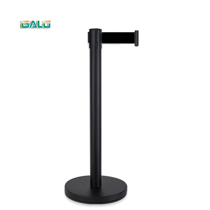 Matte Black Pillar Retractable Belt Queue Pole Barrier Retractable Stanchions for Crowd Control: Black