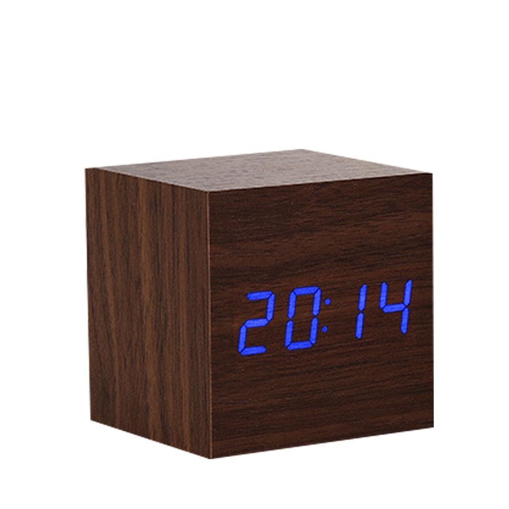 Alarm Clock LED Wooden Watch Table Voice Control Digital Wood Despertador USB/AAA Powered Electronic Desktop Clocks: P