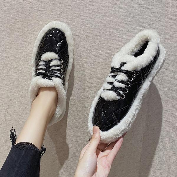 Vinterskor kvinnor matchande rund tå casual kvinnliga sneakers loafers päls dam höst modis moccasin cross: 2 / 35