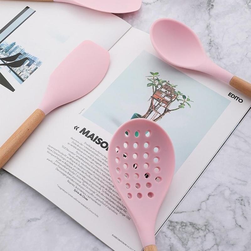 Silicone Kitchenware Cooking Utensils Set Heat Resistant Kitchen Utensils Stick Set Cooking Non Kitchen Kitchenware Tools S H1G5