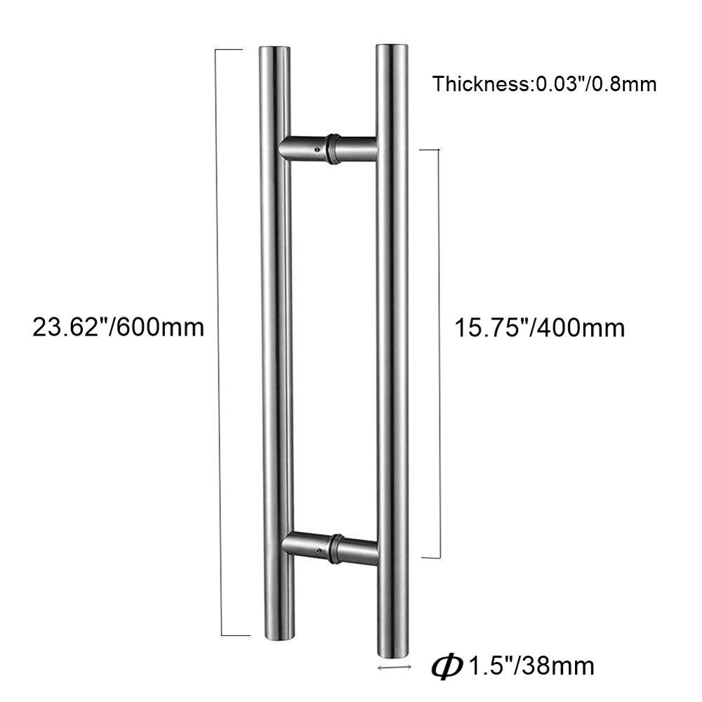 24 Inches Modern Round Shape Brushed Stainless Steel Barn Door Handle for 8-12mm glass or 40-45mm wood door: Default Title