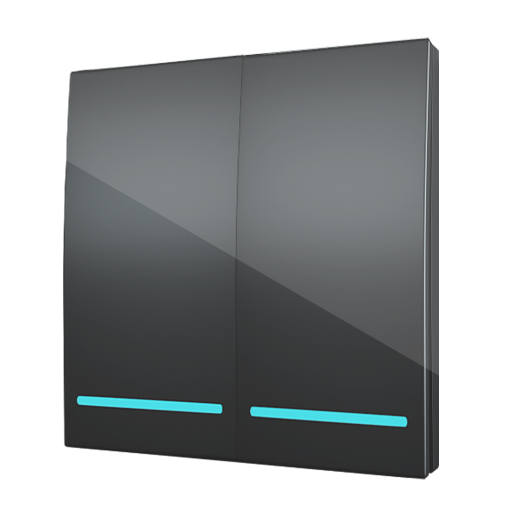 CACAZI Home Wall Panel Wireless smart push Switch Light button 433Mhz RF Remote Control AC 90-250V Receiver Bedroom Ceiling Lamp: 2 gang switch black