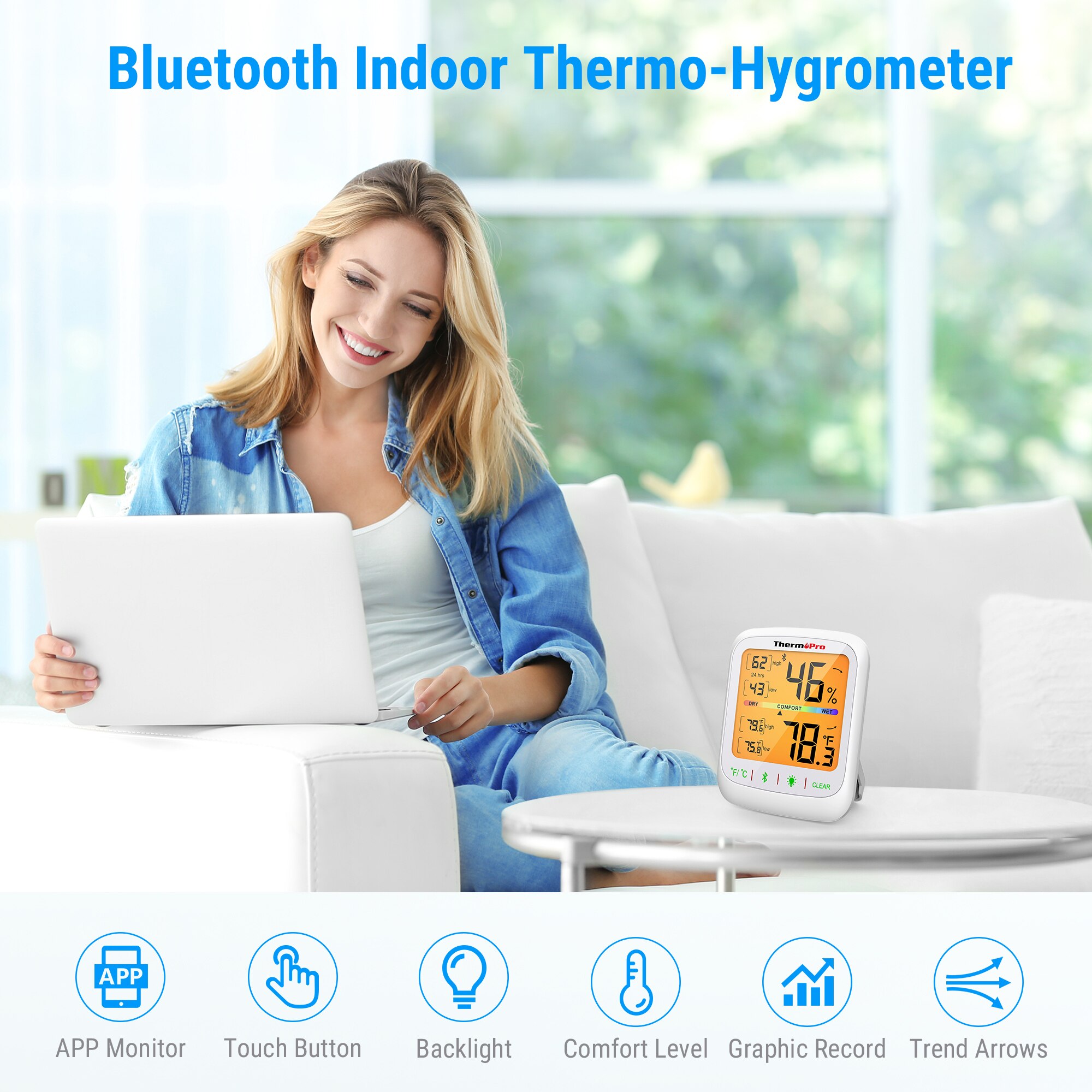 ThermoPro TP359 Digital Temperature Humidity Meter 80M Bulethooth Wireless Thermometer Hygrometer Indoor Outdoor Weather Station