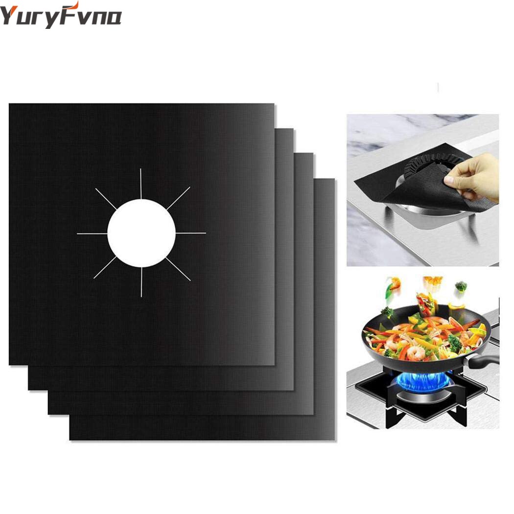 YuryFvna Reutilizáveis Protetor de Tampa Anti-Aderente Fogão A Gás Queimador Do Fogão A Gás Fogão A Gás Protetor Forro Mat Trivet fácil limpo