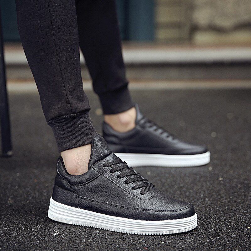 Menn sko skinn casual svarte sko herre vår høst snøre joggesko tenis masculino adulto 563