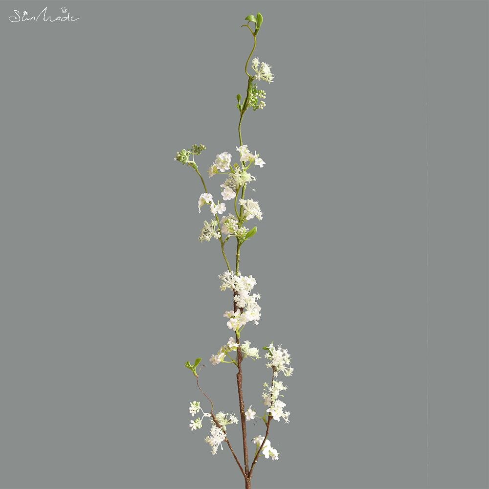 Flores artificiales de rama larga para decoración del hogar, sauce nevado, hecho al Sol, para boda y granja: White