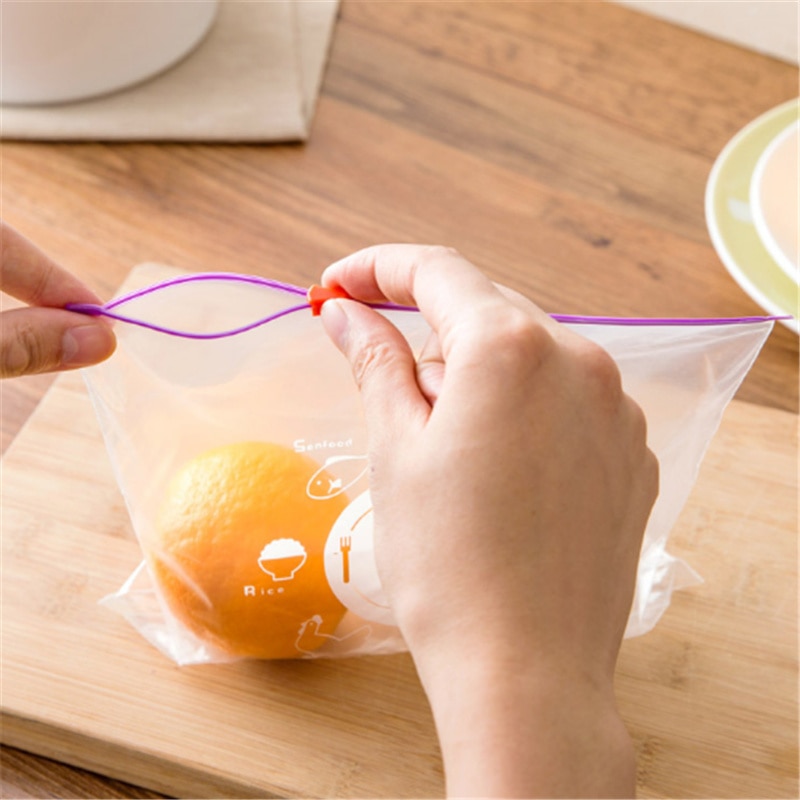 10PCS Food Ziplock Bag Reusable Fresh Zipper Bags Freezing Heating Food Storage Bags Vacuum Sealed Bag Kitchen Accessories