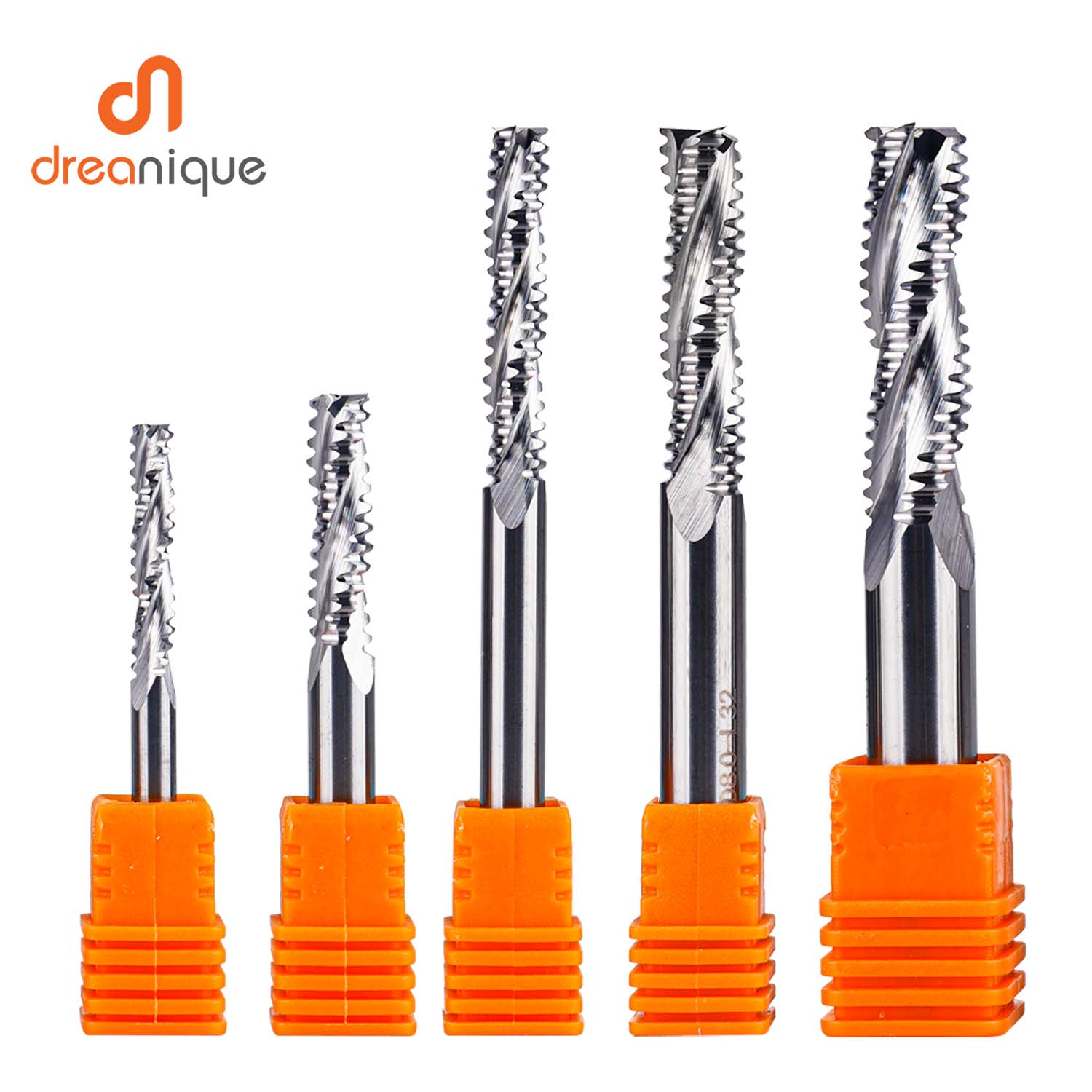 Dreanique, 1 unidad, 3 flautas, fresa de desbaste de alta resistencia de carburo sólido, 4mm-12mm, ranura para carpintería, CNC, grano grueso más rugoso