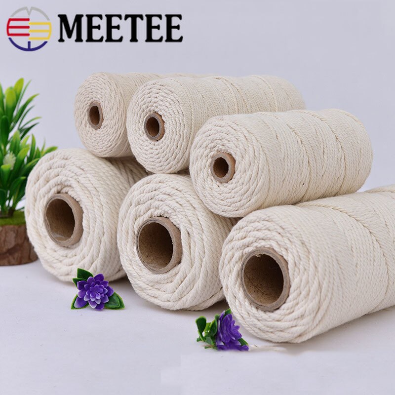 100M 1/2/3/4/5mm Cotton Cord Natural Beige Macrame... – Grandado