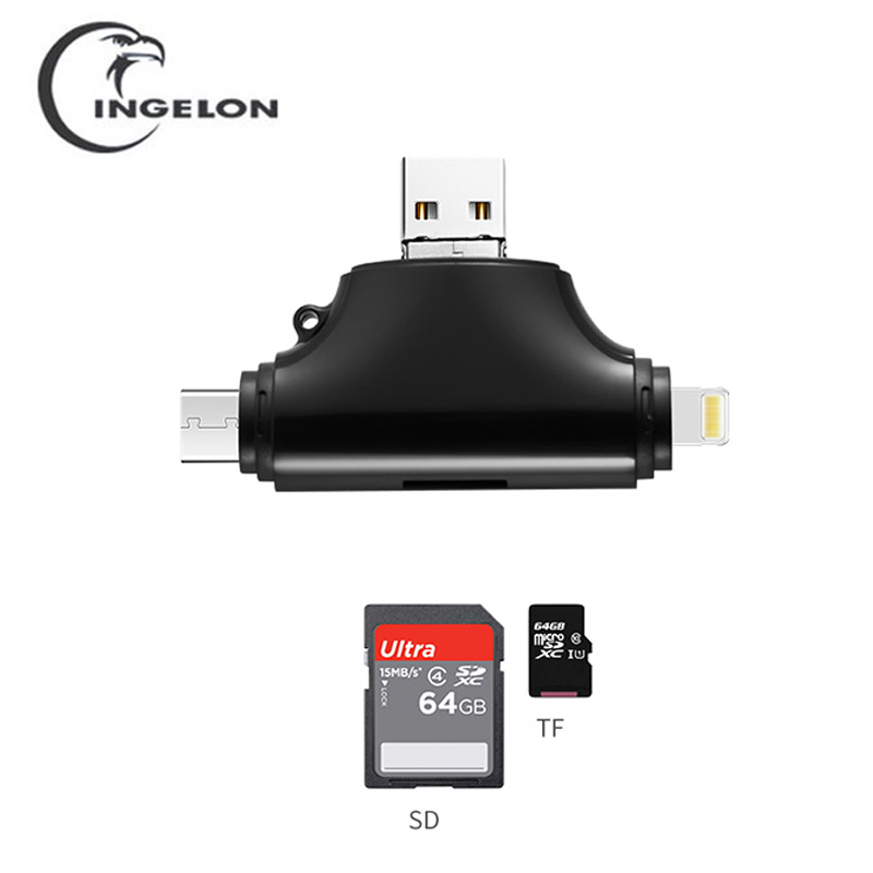 INGELON lecteur carte sd accessoire ordinateur portable card reader USB 3.0 lecteur de carte TF Portable pour iphone ipad ipod chargeur de voiture foudre externe lecteur de carte Micro SD Microsd OTG type c adaptateur