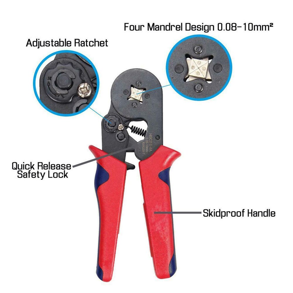 Ratchet Ferrule Crimper Plier Crimping Tool Cable Wire Electrical Terminals Kits Crimper Plier Tool Self Adjusting Ratcheting