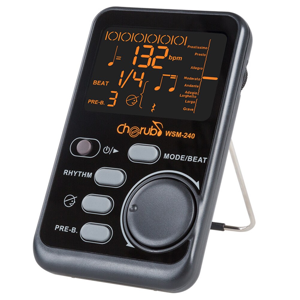 WSM-240 chitarra pianoforte metronomo LCD digitale Clip-on sintonizzatore portatile metronomo per chitarra violino supporto basso Tap Tempo: Default Title
