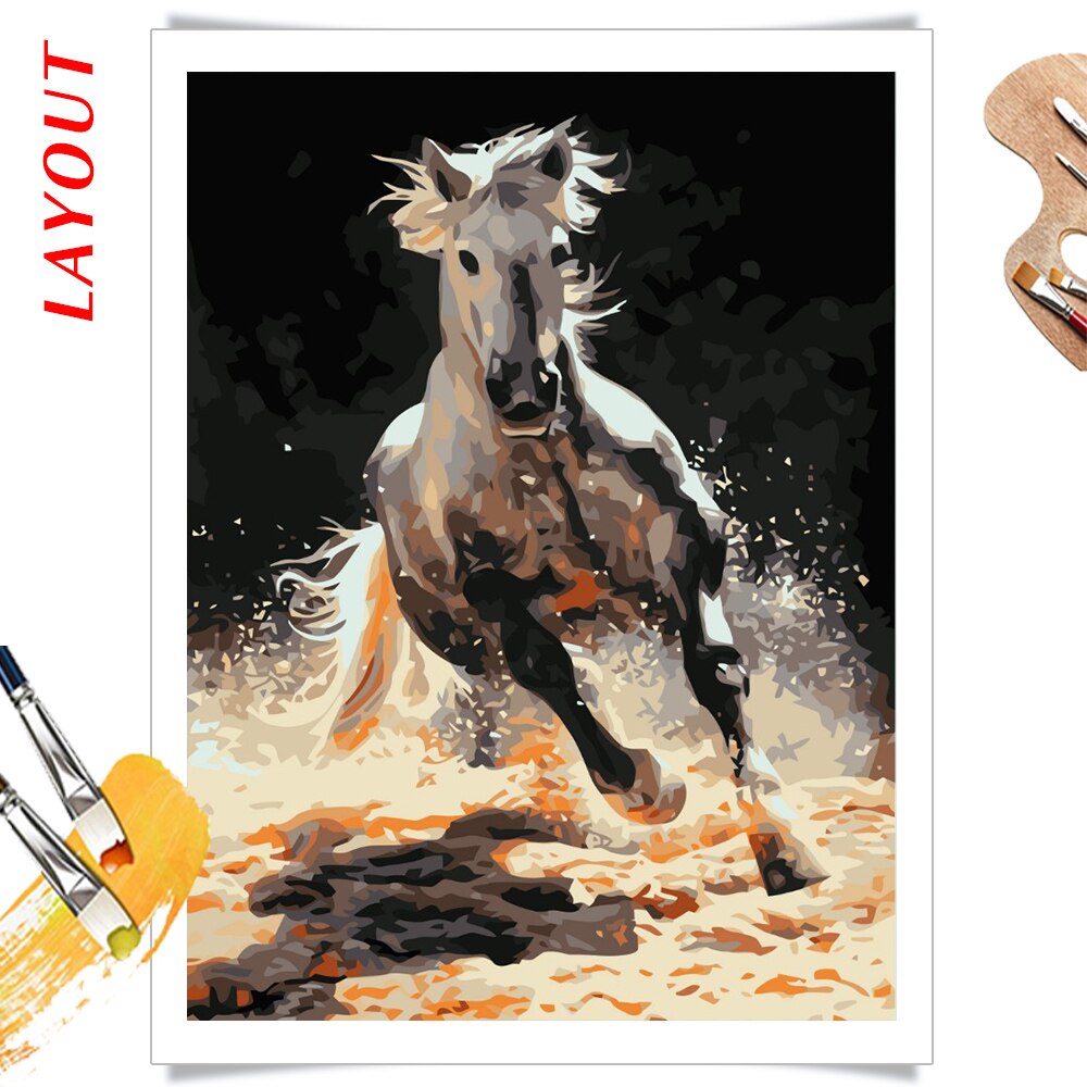 AZQSD Painting By Numbers Horse Series Handmade DIY Abstract Oil Paint By Number Canvas Kits Animal Home Decor SZGD063