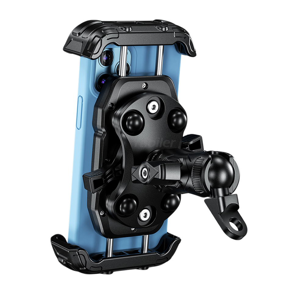 Motorcycle Phone Mount Holder Vibration Dampener Secure Lock Bike Handlebar Phone Mount for 16/15/ 14/13 Pro Max 5.4-7.2" Phones: WHITE