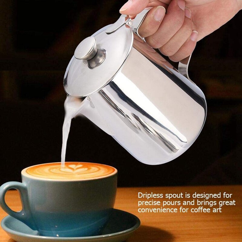 304 Stainless Steel Milk Frothing Pitcher Coffee Foam Container Milk Cup Espresso Measuring Cups 20OZ