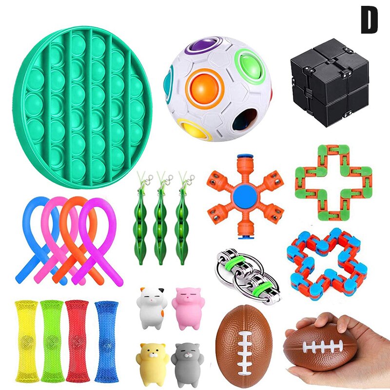 Sensory Toy Set for Kids & Adults - Stress Relief Fidget Toys Assortment - Birthday Party Favors: D