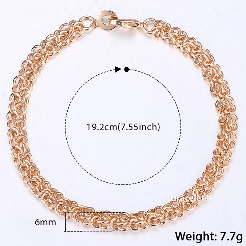 Davieslee-cadena de oro rosa para hombre y mujer, brazalete con cola de zorro, cadena Bismark martillada, 3-8mm, 20cm, DCBB1, 585: CB09