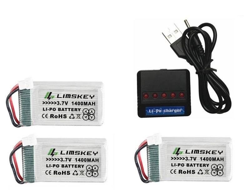 For SYMA X5 X5S X5C X5SC X5SH X5SW X5UW X5UC M18 H5P H11D H11C T64 T04 T05 F28 F29 T56 T57 1400mAh 3.7v lipo Battery charger set: Gold