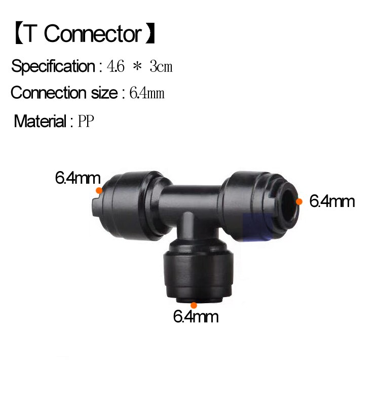 HEMAN 1/4'' Pipe Tee Elbow Quick Connector End Cap Bulkhead Adapter Aquarium Fittings Top Joints Anti-leaking 2pcs: T Connector black