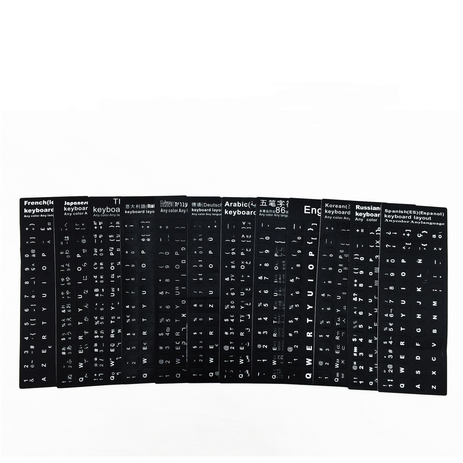 transparent Orange Blau Arabisch Tastatur Aufkleber Schutz Film Laptop Universal- Sprache Schlüssel Aufkleber 1PC Computer Liefert: Spanisch Schwarz