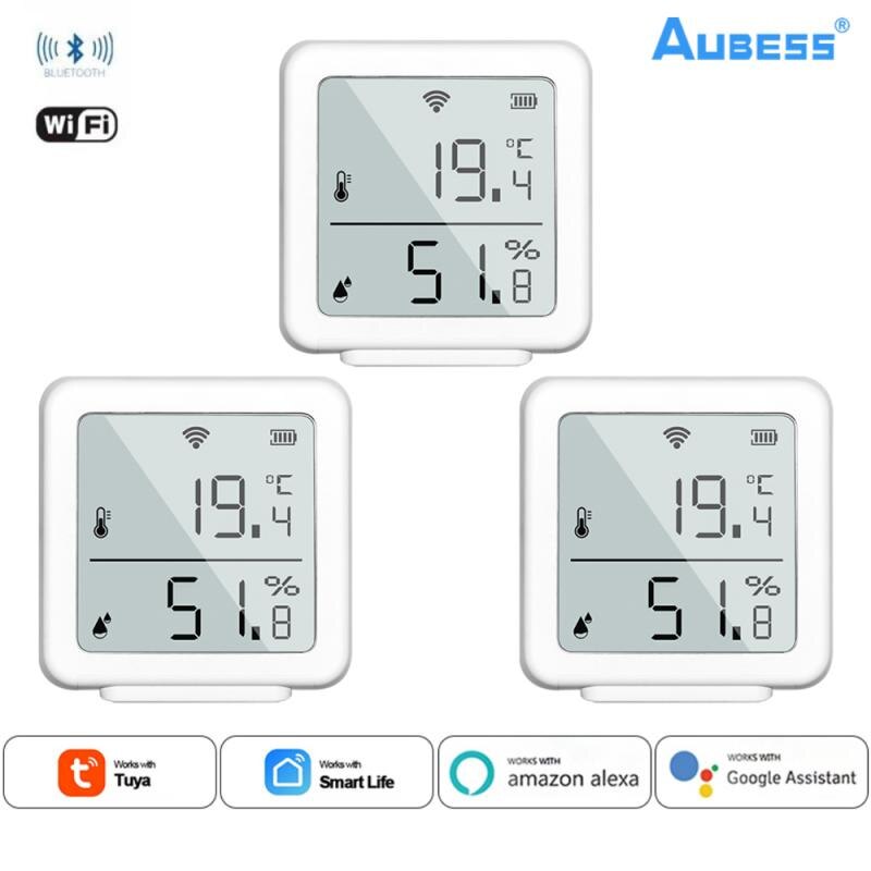 TUYA WiFi Temperature And Humidity Sensor Temperature Humidity Monitor Smart Home Automation Work With Alexa Google Home: 3pcs