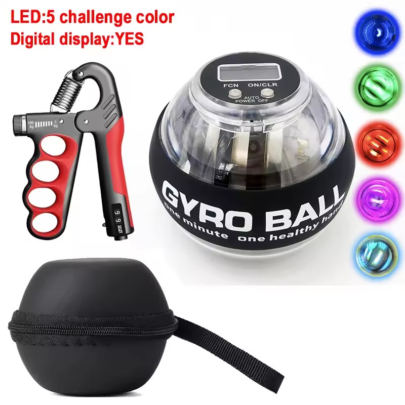 Gyrobal met ballentas Powerball Gekleurde lichten Power Ball Gymoefening Sporttrainingsapparatuur Armworstelen Onderarmtraining: green
