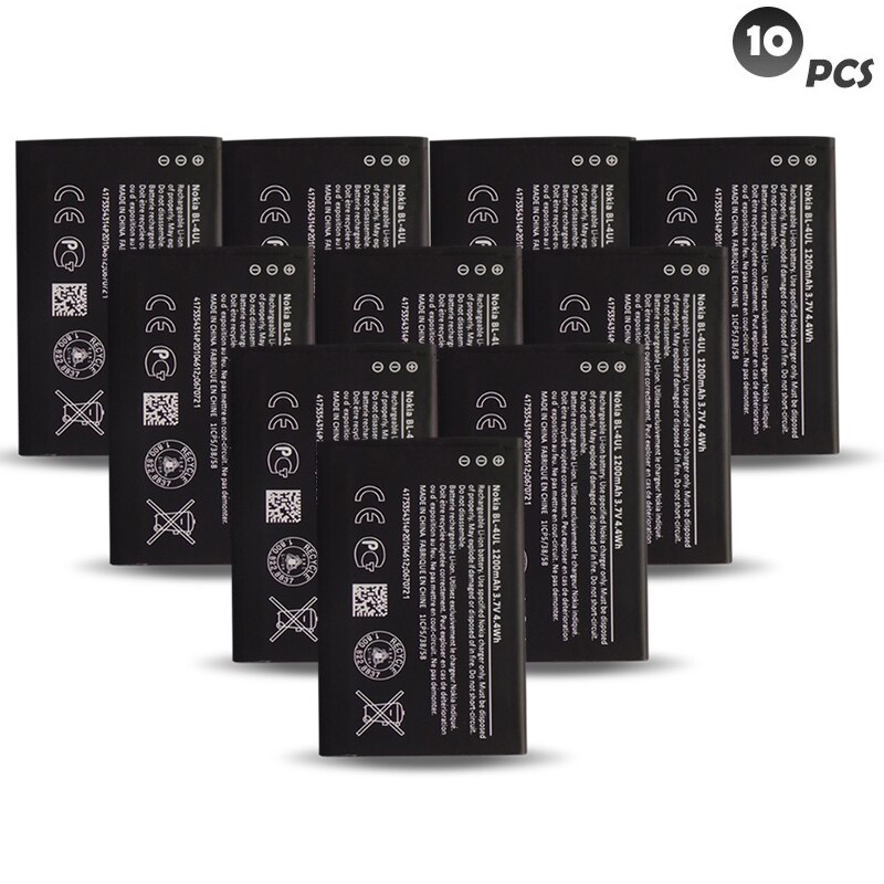 BL-4UL 3.7V 1200mAh Replacement Li-ion Polymer Battery For Nokia Mobile Phone Asha 225 Asha225 RM-1011 RM-1126 RM 1011 1126: 10PCS
