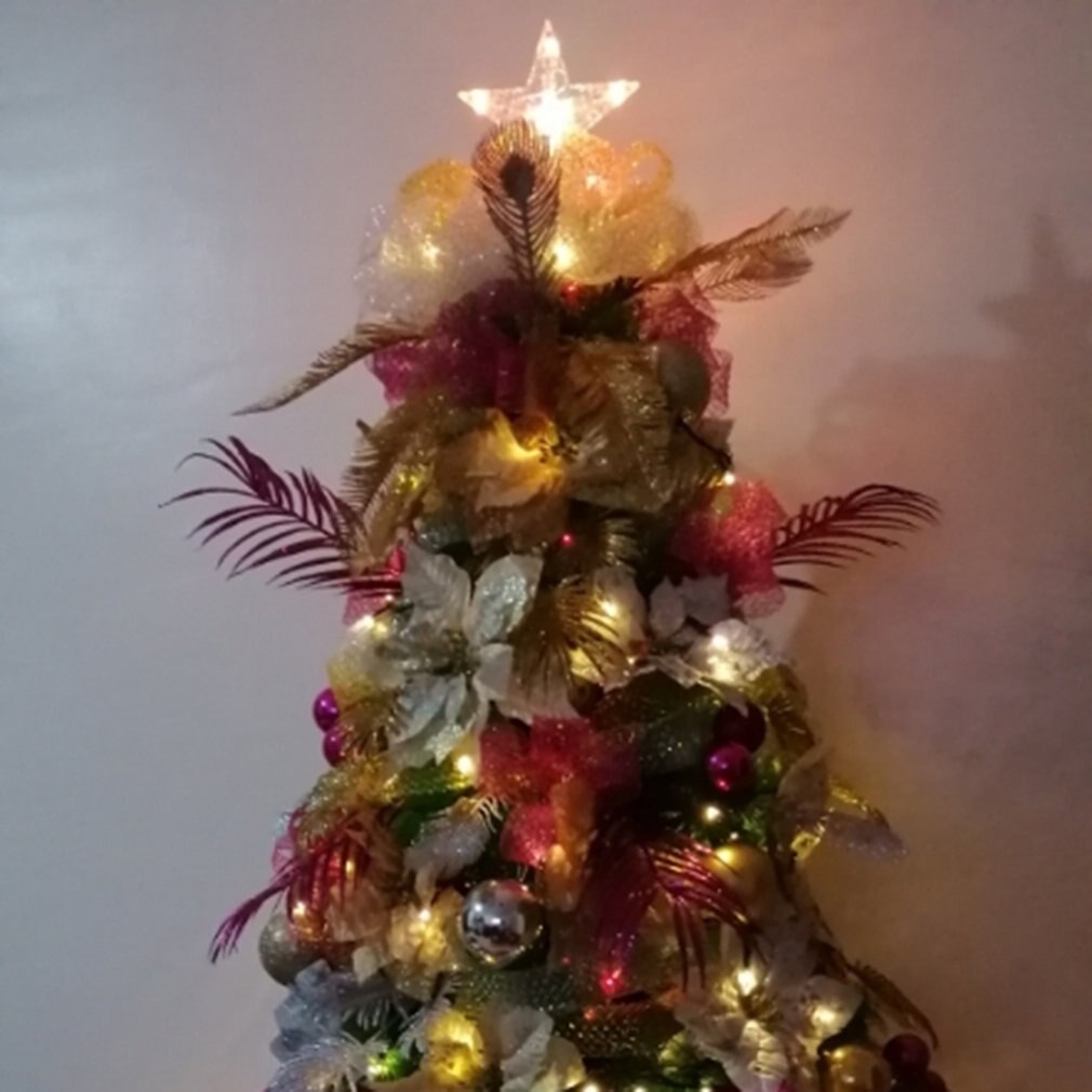 Julestjernelys juletræ topper stjerne 3d førte toplys auto flash juledekorationer til hjemmet