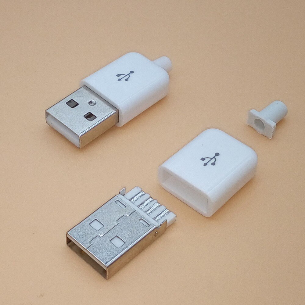10PCS Diy USB Male Connector 2.0 Plug 4 Pin Type A Components White Black Plastic Cover