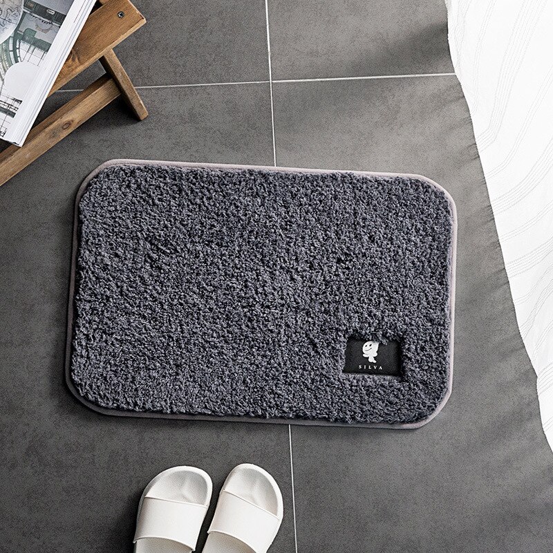 Home Bath Mat Non-Slip Bathroom Carpet Rectangle Washable Mats Microfiber Home Carpets kitchen Toilet Floor Decor: Dark Gray / 40x60CM