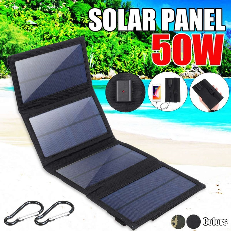 10W Foldable Solar Panel 5V Portable Waterproof Battery Charger USB Port Outdoor Power Bank for Phone PC Car RV Boat