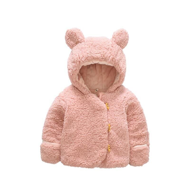 Winter Baby Hooded Jacket Cute Bear Thicken Coats Boys Girls Autumn Outwear Kids Warm Clothing Polyester Newborn Overcoat CL5708