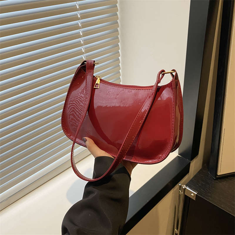 PU Leather Solid Color Small Square Bag Single Shoulder Armpit Handbag Women's Casual Commuting Bag Korean Style