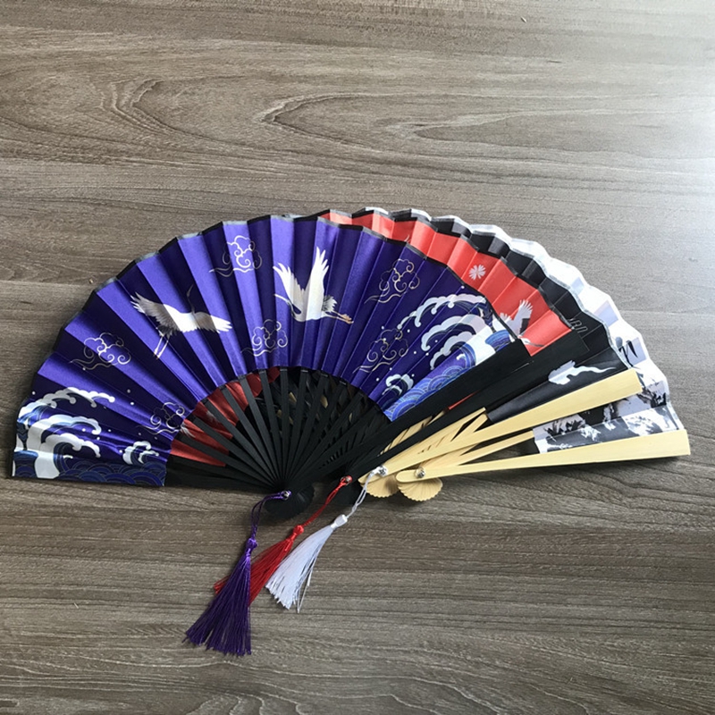 Éventail de Danse Japonais en Soie et Bambou, Pliable, Artisanal original de style Vintage Rétro Chinois pour Décoration de la Maison