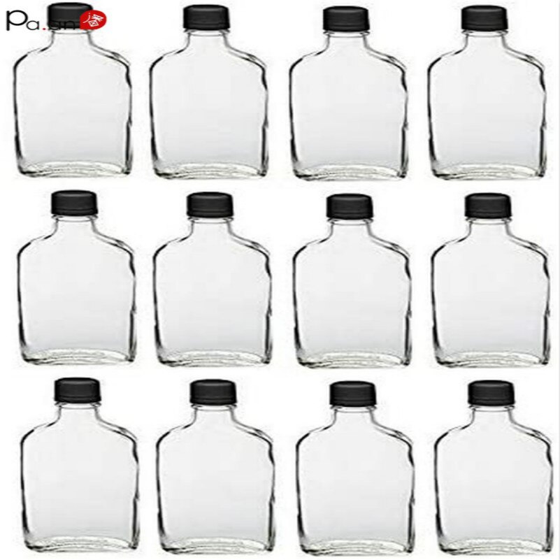 Bouteilles en verre avec bouchon inviolable de 100 à 350 Ml, flacon de poche vide, pour vin, Whisky, Vodka, Brandy, sans plomb, 6 pièces